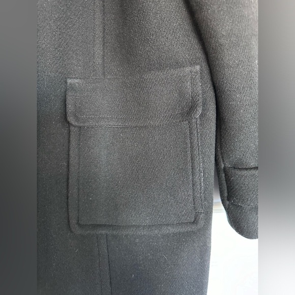 Banana Republic Black Wool Duffle Car-Coat Pea-Coat with Hood- EUC Worn 1x - Picture 7 of 14